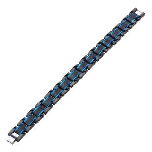 BLUE STRIPE CARBON FIBER BLACK MENS BRACELET